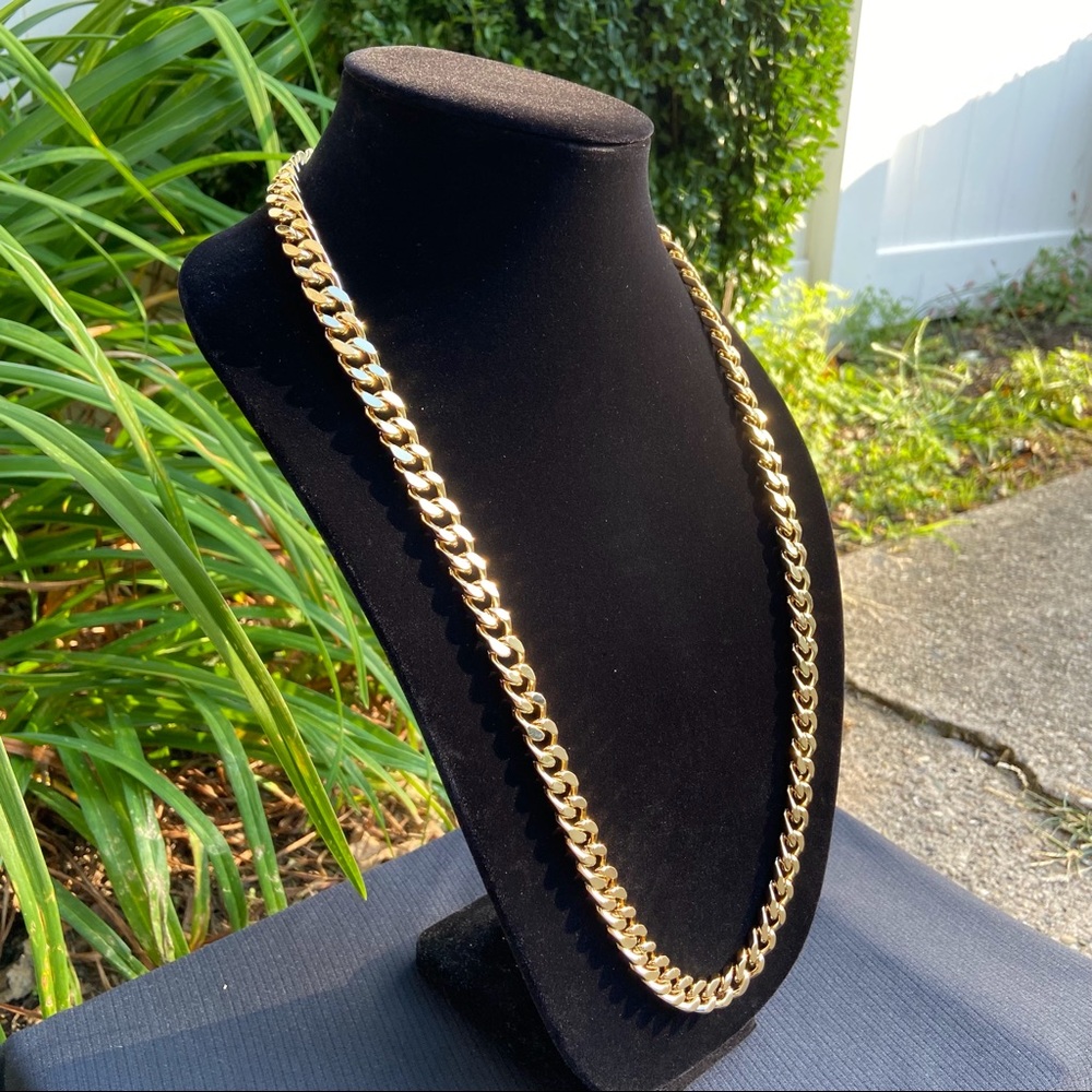 Gold chain 14k stamped Cuban 30in 10mm Box Style - Picture 3 of 5